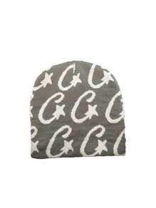 1 pièce Bonnet tricoté jacquard étoile, Chapeau crâne décontracté, Casquette de ski à la mode, Casquette de sport, Chapeau de couple, Cadeau de vacances