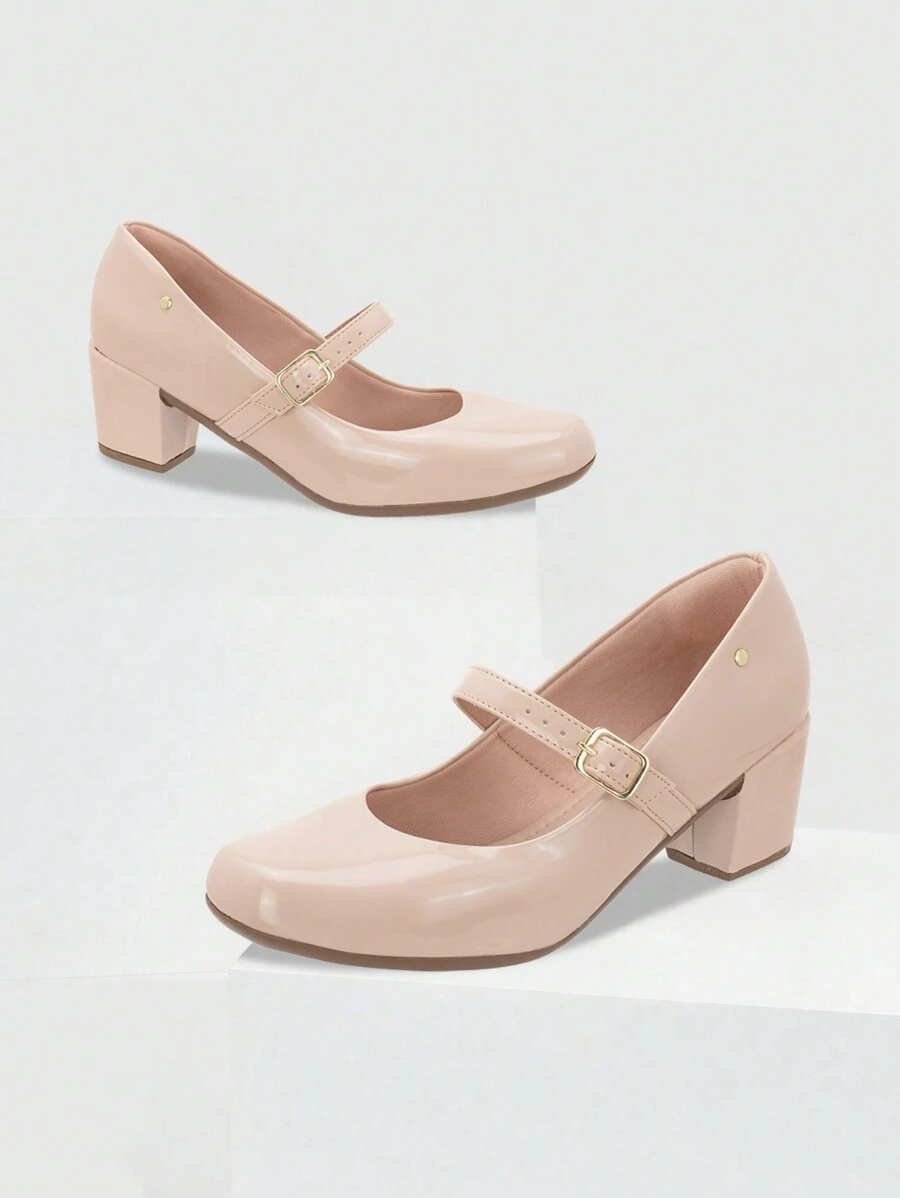 Macerata Women's Doll Shoe With Low Heel And Buckle Elegant Pump With Style And Comfort - 杏色 - 查看 1