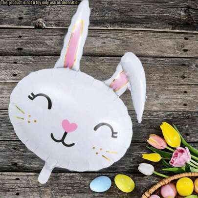 12/14件套兔子气球套装，兔子头铝膜气球，适用于复活节主题派对、周年纪念、聚会、婚礼、派对装饰