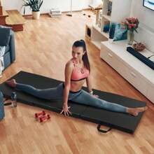 2'' Thick Tri-Fold Folding Gym Exercise Mat Extra Thick Gymnastics Mat Tumbling Mat With Carrying Handles For Home Workout, Core Workouts, Stretching, MMA, Yoga - Black - View 4