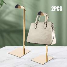 2 Pack Metal Adjustable Handbag Display Stand Holder Hanging Bag Rack For Retail Store, Tabletop Display Shelves Organizer Storage For Home, Gold Handbag Stand - Gold - View 1