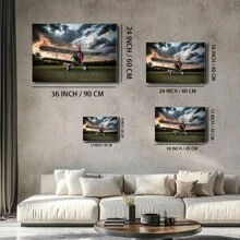 1pc Framed Wrapped Canvas Wall Art Vintage Print Small Airplane On Lush Green Field Canvas Classic Oil Painting Art Home Decor For Living Room, Bedroom, Office