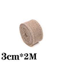 2m/Roll Burlap Jute Linen Ribbon, Handmade Gifts Packaging Christmas Lace, Wedding Party Winter Decoration, DIY Crafts Wrapping Costume Accessories - Khaki - View 13