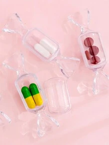 10 piezas Cajas de regalo para fiestas con forma de caramelo, organizador de anillos con tapa, contenedor de plástico para caramelos lindo, estuche de exhibición para joyería DIY, accesorios para Navidad, boda, fiesta y viaje