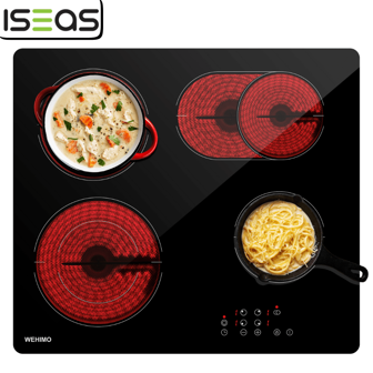 IsEasy Piano cottura in vetroceramica con 4 piastre autosufficiente Forno da incasso cm 60 touch control autosufficiente