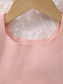 Baby Mädchen Süße gestrickte Rüschen Schnappverschluss Romper, Frühling/Sommer