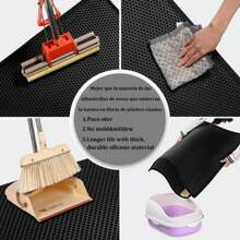 Double-Layer Cat Litter Box Mat With Black Honeycomb Design, Slip-Resistant And Washable, Suitable For Cat Litter Box - Black - View 8