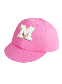 1 件简约字母婴儿短檐棒球帽，时尚百搭，适合 1 至 2 岁女童春夏季日常使用 - 粉色 - 查看 22