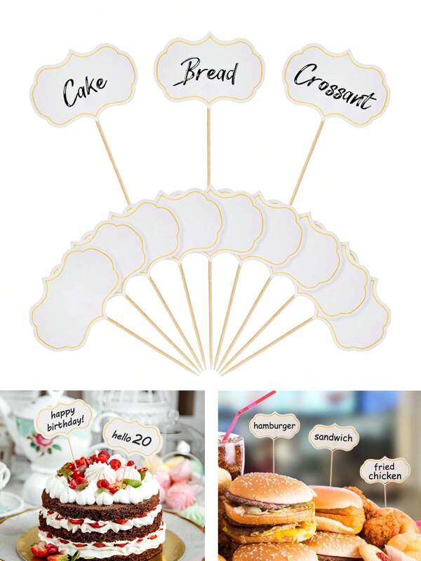 50 pezzi di segnaposto per formaggi, etichette per lavagne, bandierine per stuzzichini, decorazioni per torte, adatti per feste di matrimonio, compleanni e buffet