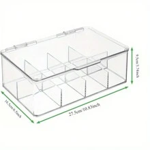 1 Piece Of Plastic Stackable Partition Storage Box Cover, Suitable For Kitchen Cabinets, Countertops, Tea And Coffee Bag Storage Boxes, 8 Transparent Compartments, Baskets, Boxes And Containers For Home Organization