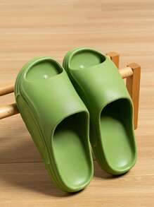 Women's Solid Color Soft Soled Slippers, Casual Open Toed Slippers On Summer Slippers, Comfortable Indoor And Household Bathroom Slippers