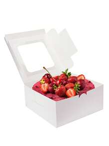 1pc/2pcs/4pcs Cake Boxes, Large Size White Bakery Boxes, Square Cardboard Cake Boxes, Multilayer Cake Decorating Supplies For Wedding, Birthday, Party - Paper - View 6