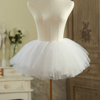 1 件百搭白色网眼衬裙，无骨柔软薄纱裙，洛丽塔休闲角色扮演裙，日常穿着半身裙彩色表演芭蕾舞裙配饰女士秋季服装