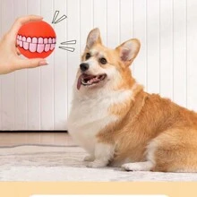 Pet Dog Tooth Shaped Chewing & Sound Making Toy, Rubber Squeaky Ball Toy For Large Dogs, Multi-Color - Multicolor - View 2