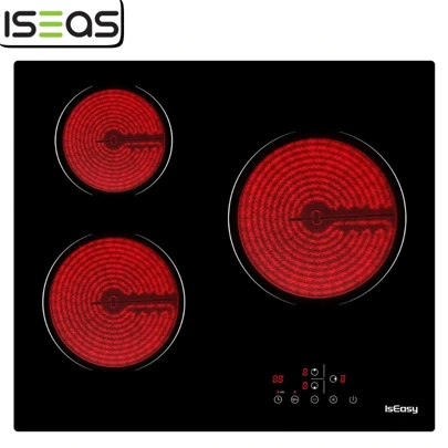 IsEasy Table de Cuisson Vitrocéramique 3 foyers, Plaque de Cuisson 5500W, Minuteur Multizonas, Encastrable