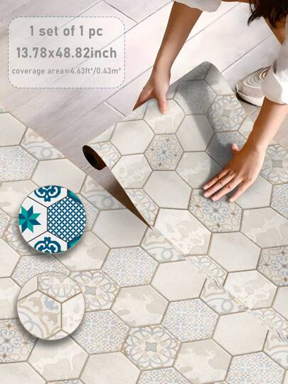 SUPSTICKER 1 Roll/2pcs Vintage Geometric Tile, Modern Minimalist Mediterranean Style Decal, Self-Adhesive Waterproof Anti-Slip Peel And Stick, Suitable For Decorating Living Room, Bedroom, Kitchen, Bathroom, Entryway, Balcony Floor, Wall, Cabinets, Tabletop Gifts Birthday Graduation Kitchen Accessories Kitchen Items Kitchen Decor Floor Tiles Flooring Floor Tiles Self Adhesive Floor Tiles Peel Stick Living Room Decor Room Decor Home Decor