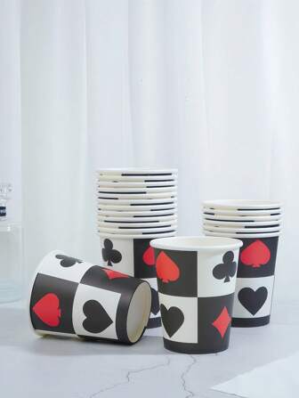 10 Stück/25 Stück, Einweg-Papierbecher mit Poker-Motiv, 9 Unzen/250 ml Papierbecher, Einweg-Getränkebecher, Einweg-Kaffeebecher für Geburtstagsfeiern, geeignet für verschiedene Anlässe, Hochzeiten, Zuhause, Büros, Getränkebecher, Kaltgetränkebecher, Heißgetränkebecher, Kaffeebecher, Essensbecher, Geburtstagsfestbedarf und Zubehör