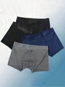 4pcs/Set Men's Underwear - Comfortable, Soft, Fashionable Boxer Briefs, Sports Iced Silk Underpants In Assorted Colors