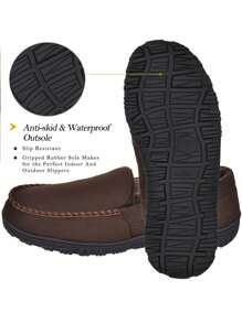 Mens Slippers Microsuede Moccasin Memory Foam House Shoes - Brown - View 4