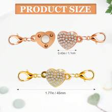 2/6pcs Magnetic Clasps For Jewelry Locking Rose Heart Magnetic Jewelry Clasp Lobster Clasp Self-Aligning Magnetic Rhinestone Clasps Magnetic Necklace Clasp For DIY Necklace Bracelets Jewelry Craft Making