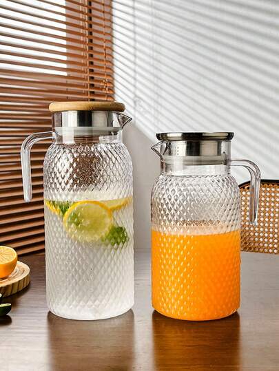 1pc Large Capacity High-Temperature Resistant Water Jug Pitcher - Perfect For Summer Drinks, Restaurant, Lemonade, Juice, And Tea Serving, Easy-To-Clean Design Back To School
