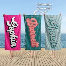 Vintage Style Personalized Beach Towels, Named Bath Towels, Customized Beach Towels With Names, Outdoor Birthday Vacation Gifts, Pool Party Towels Summer Holiday Bathroom DecorTravel Essentials Travel Accessories Beach Essentials,Multi-Functional,Ornamental,Reusable,Exquisite,Stylish,High-Quality,Colorful,Modern,Custom,Personalized,Unique,Ideal Gifts For Him,Ideal Gifts For Her,Boyfriend,Dad,Girlfriend,Mom,Family,Friends,Tea Room,Home,Garden,Office,For Anniversaries,For Valentine's Day,For Mother's Day,For Birthdays,For Father's Day,For Graduation,For Weddings,For Housewarming,Sunny Journey - Multicolor - View 1