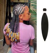 1/3/6 Packungen Schwarze Flechthaarsträhnen aus vorgespanntem knotenlosem Kanekalon für Boxzöpfe, langgestreckte, gerade synthetische Flechthaarverlängerung für knotenlose Zöpfe