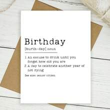 Tarjeta de cumpleaños divertida con definición - Feliz Cumpleaños | Envejecer y borracho | Tarjeta de humor sarcástico para amigos, hermana, hermano