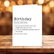 Tarjeta de cumpleaños divertida con definición - Feliz Cumpleaños | Envejecer y borracho | Tarjeta de humor sarcástico para amigos, hermana, hermano