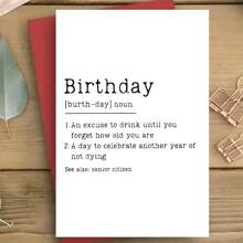 Tarjeta de cumpleaños divertida con definición - Feliz Cumpleaños | Envejecer y borracho | Tarjeta de humor sarcástico para amigos, hermana, hermano
