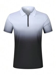 Ensemble 2 pièces casual pour hommes, polo à zip avec imprimé dégradé et shorts d'été, confortable pour le port quotidien casual