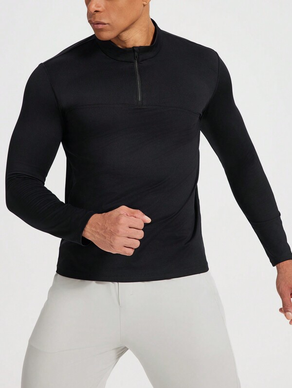 HOTSUIT Camisetas deportivas para hombres con cremallera, blusas de manga larga para correr y equipo de entrenamiento