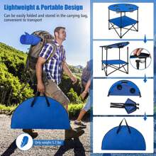 Homasis 2-Tier Foldable Camping Table W/ Carrying Bag 4 Cup Holders For BBQ Camping