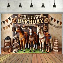 1PC Vintage 3D Horse Pattern Polyester Photography Background Party Banner, Party Supplies, Party Decorations, Suitable For Festivals And Party Decorations Suitable For Various Celebrations, Indoor And Outdoor Decoration Background Cloth, Photography Studio Background Cloth, Reusable, Multi-Function, Multi-Size.