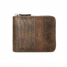 1 件新款时尚男士钱包，复古鳄鱼纹理多功能拉链零钱包，年轻学生百搭多卡位，男士礼物，适合青少年、夏季休闲、户外、运动、度假、旅行、毕业、生日装扮