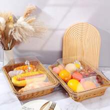 1 giỏ đựng bánh mì và trái cây, giỏ đựng đồ gia dụng bằng mây đan giả có nắp và nắp đậy thực phẩm bằng acrylic, thích hợp cho phòng khách, bàn ăn, giỏ đựng đồ ăn nhẹ chống côn trùng - Quà tặng Giáng sinh nhiều màu sắc nhạt và nâu đậm - Nhiều màu - Xem 4