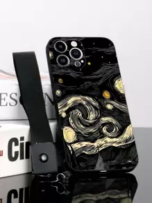 1 件黑色 TPU 星空绘画图案防震手机壳和 1 件黑色手榴弹扣腕带，兼容 、Android 手机（OPPO 等）、17 Pro Max、A14、A54、A52、A31 4G、A23、Redmi Note 8 Pro、Note 11 Pro 4G、Note 12 4G、OPPO A54 - 彩色 - 查看 2