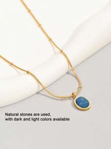 18k Gold Plated 1pc Stainless Steel Blue Stone Pendant Women's Necklace For Casual Wear, Daily Wear & Festival Gift To Friends