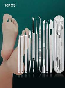 10-In-1 Pedicure Kit With Foot Files, Mother's Day Gifts, Gifts For Women, Gifts For Wife, And Rasp - Perfect For Removing Hard Dead Skin And Exfoliating Feet - Portable Storage Box Included, Travel Kit