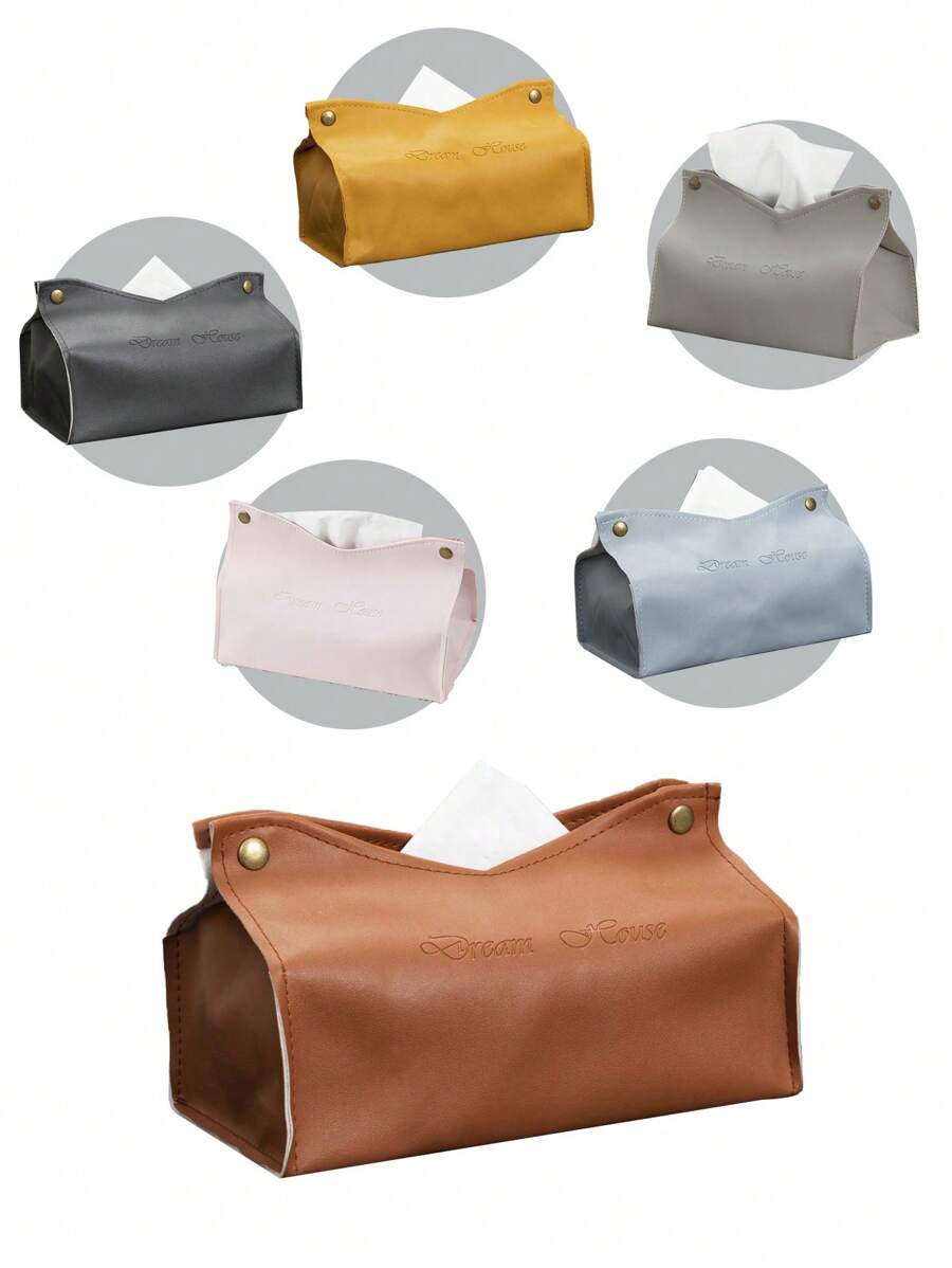 1pc/ 2pcs Set Minimalist Embossed Text Phrase Paper Towel Box, PU Leather V-Shaped Waterproof Desktop Upright Paper Napkin Holder Storage Organizer For Office, Restaurant, Bar, Living Room, Bedroom, Bathroom