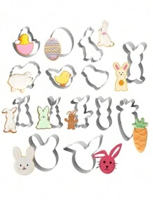 1 Set Of 14 Pcs Easter Bunny, Carrot, Easter Egg, Bird Cookie Mold, Baking Tools, Suitable As Gift For Family And Friends - Silver - View 8