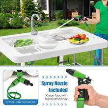 Homasis 2-In-1 Folding Fish Cleaning Table Portable Camping Table W/ Faucet White