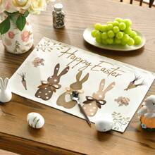 1 Stück/4 Stück/6 Stück Ostern Tischsets Set, süße Hase & Blumen bedruckte 30cmx45cm Feiertags Tischsets für Party, Küche, Esszimmer, Heim Dekoration - Verschiedenfarbig - Übersicht 3