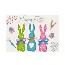 1 Stück/4 Stück/6 Stück Ostern Tischsets Set, süße Hase & Blumen bedruckte 30cmx45cm Feiertags Tischsets für Party, Küche, Esszimmer, Heim Dekoration - Verschiedenfarbig - Übersicht 15