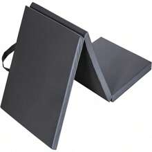 Tri-Fold Folding Exercise Mat - Thick And High-Density Firm Mat With Carrying Handles For MMA, Gymnastics, Stretching, Core Workouts - Black Gym Mat For - Black - View 1