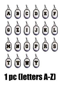 便携迷你透明拉链收纳袋，黑色毛巾刺绣字母A-Z，小巧多功能收纳袋，耳机充电器收纳盒带钥匙扣，透明旅行配件，精致小巧，适合收纳小物件，可作数据线收纳袋、手链袋等。 - 黑色 - 查看 2