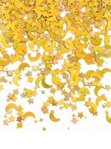 1 bolsa/15g Confeti con estrellas y lunas, confeti brillante, confeti metálico dorado y plateado, con estrellas, lunas, lentejuelas, para bodas, fiestas, regalos, decoración, manualidades, bricolaje