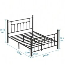 VECELO Metal Bed Frame With Headboard And Footboard Platform Bed Frame Single Double Size, Easy To Assembly - Black - View 8