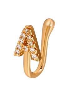 U-förmiger kupferfarbener Nasenstecker mit Strass-Buchstaben-Dekor, Körperschmuck, Geschenk für Frauen & Mädchen