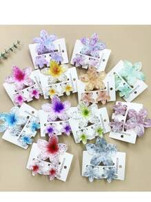 1 件/6 件/12 件花卉印花可爱休闲 ABS 塑料发夹，时尚发饰，适合海滩、旅行、甜美、清新夏季发夹发夹